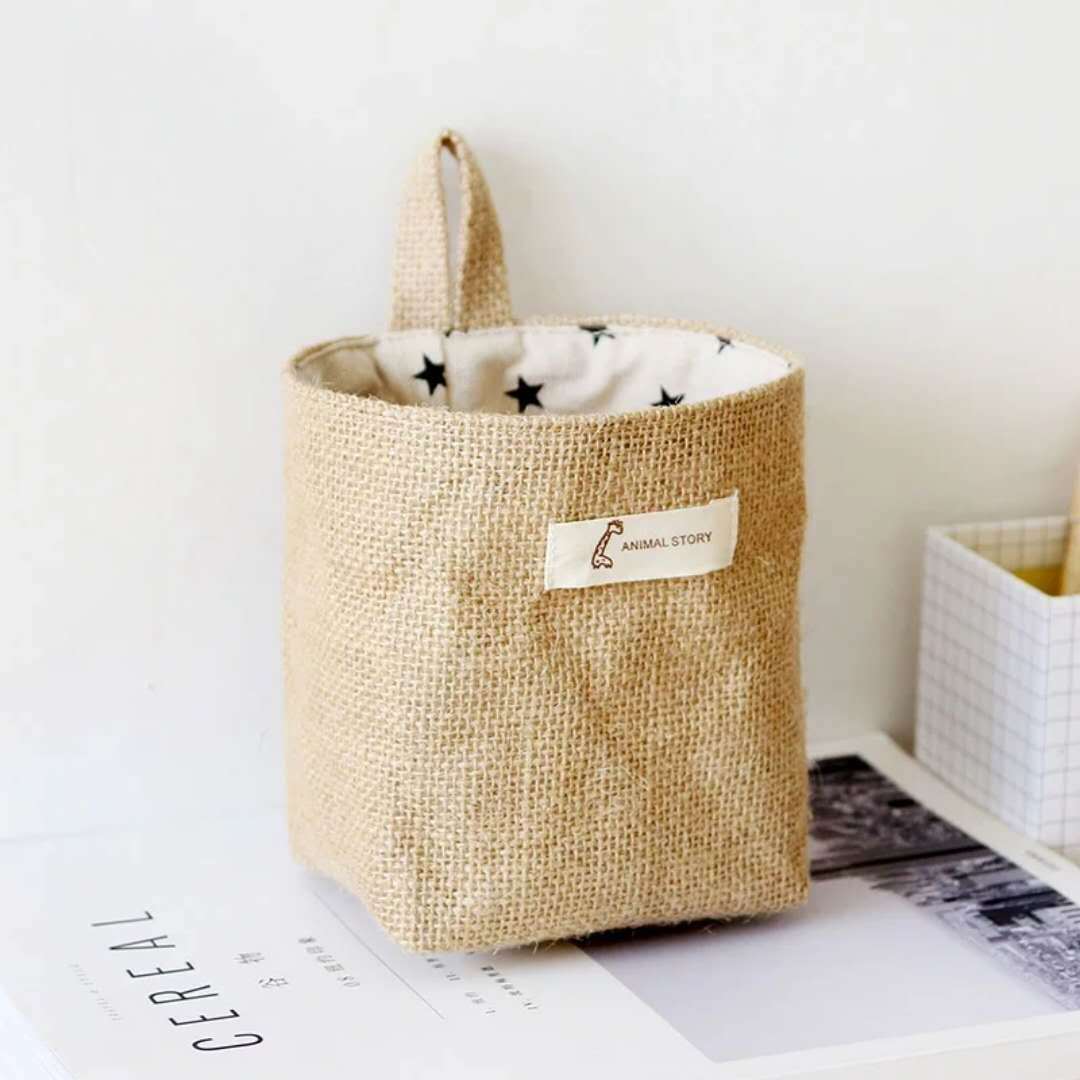 Petits sacs de rangement suspendus en coton et lin - Rangement