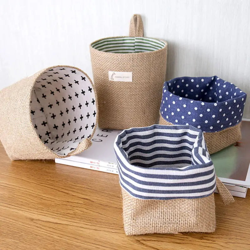 Lot de 3 Paniers Suspendus en Jute et Lin