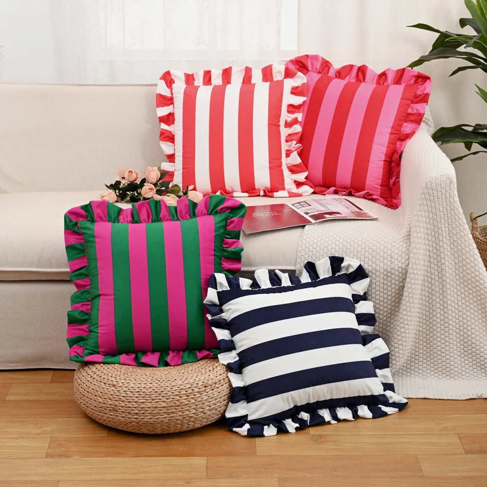 Housse de coussin rayée 45x45 cm pour canapé