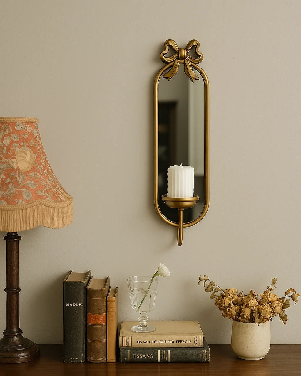 Miroir Mural Vintage avec Porte-Bougie